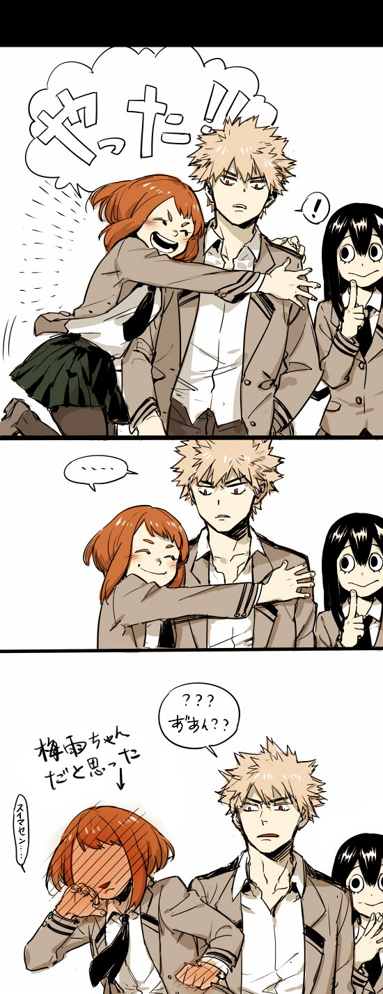 !!, ..., 1boy, 2girls, :>, ??, ^_^, arrow