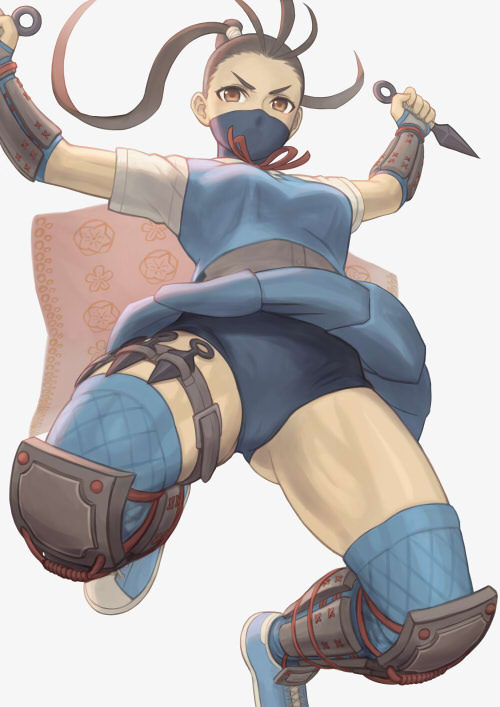 1girl, antenna_hair, backlighting, blue_legwear, brown_eyes, brown_hair, buruma, dual_wielding