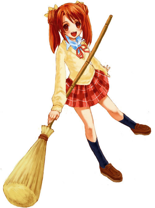 broom, mahou_sensei_negima, mahou_sensei_negima!, pleated_skirt, sakura_mei, school_uniform, simple_background, skirt
