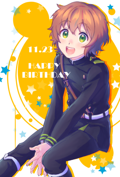 1boy, belt, boots, brown_hair, gloves, green_eyes, hanzou_(naruco174), happy_birthday