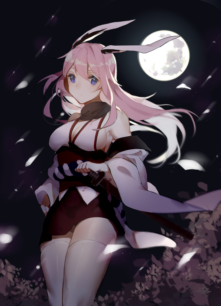 1girl, absurdres, animal_ears, bare_shoulders, benghuai_xueyuan, blue_eyes, breasts, detached_sleeves