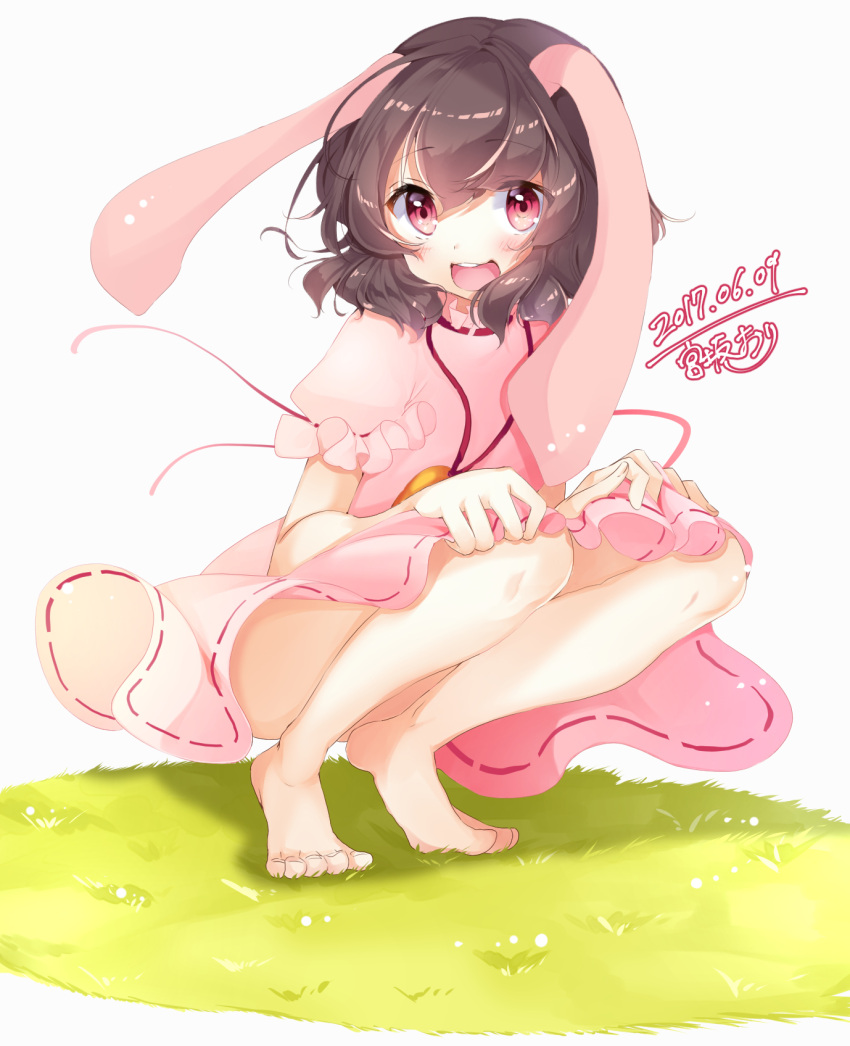 1girl, animal_ears, black_hair, blush, dated, eyebrows_visible_through_hair, highres, inaba_tewi