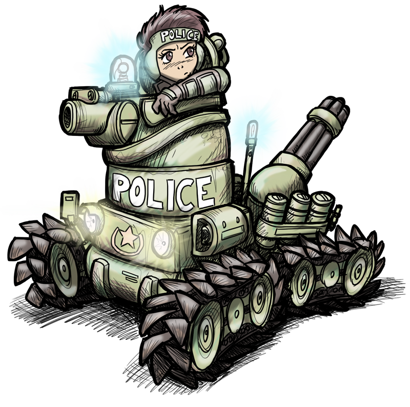 1girl, artist_request, bonaparte_(tank), dominion, gatling_gun, ground_vehicle, gun, leona_ozaki