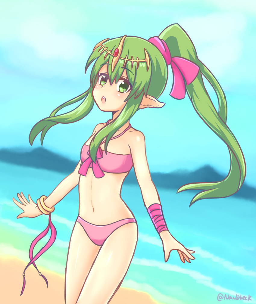 1girl, bare_shoulders, blush, bracelet, chiki, collarbone, eyebrows_visible_through_hair, fire_emblem