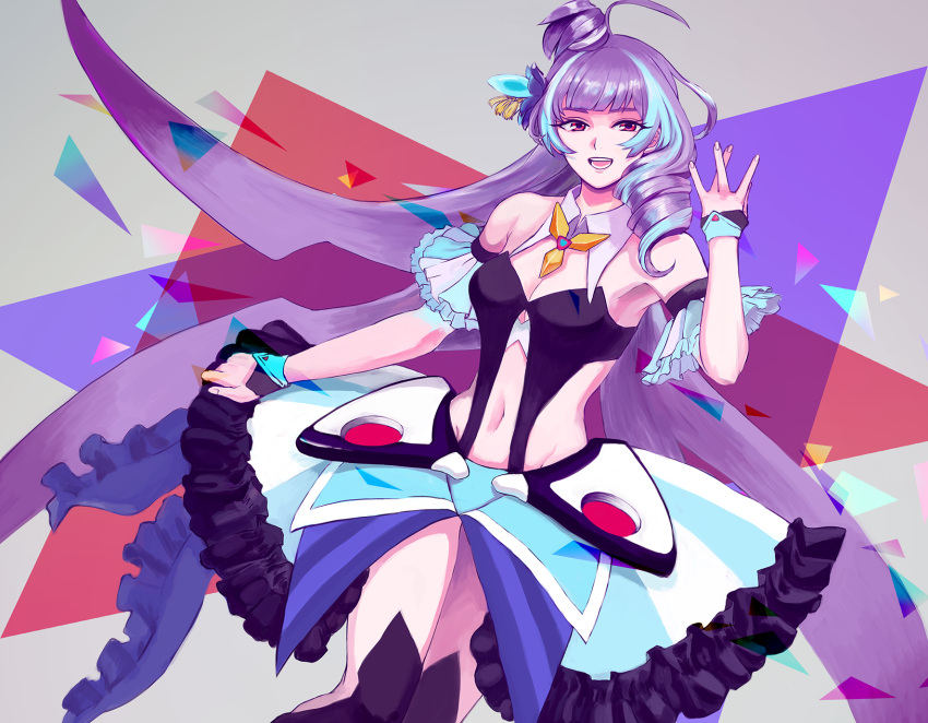 1girl, breasts, commentary, commentary_request, highres, idol_clothes, macross, macross_delta