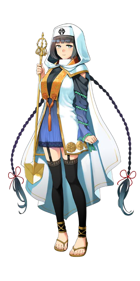 1girl, blue_eyes, blue_hair, braid, breasts, cape, full_body, headwear