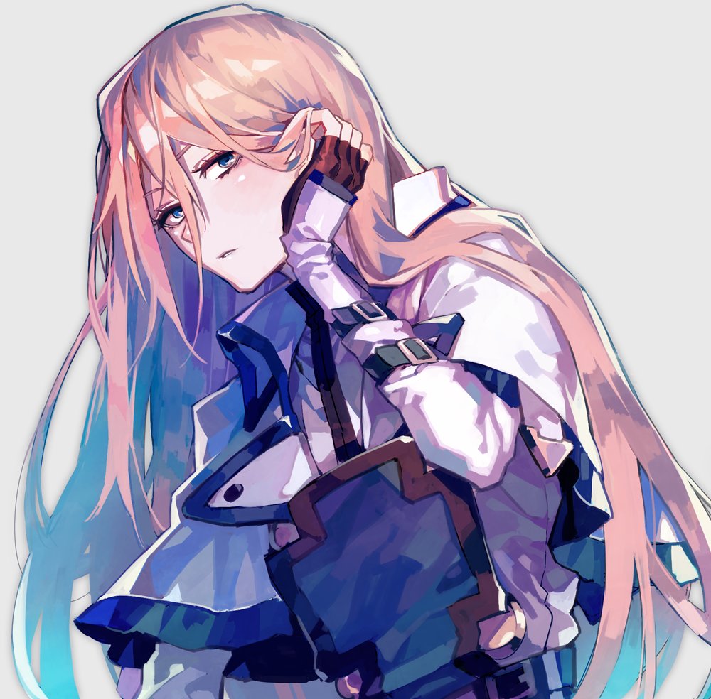1boy, blonde_hair, fingerless_gloves, gloves, guilty_gear, guilty_gear_2, guilty_gear_x, guilty_gear_xrd, guilty_gear_xrd_r2, guilty_gear_xx, jacket, ky_kiske, long_hair, looking_at_viewer, solo, suzunashi