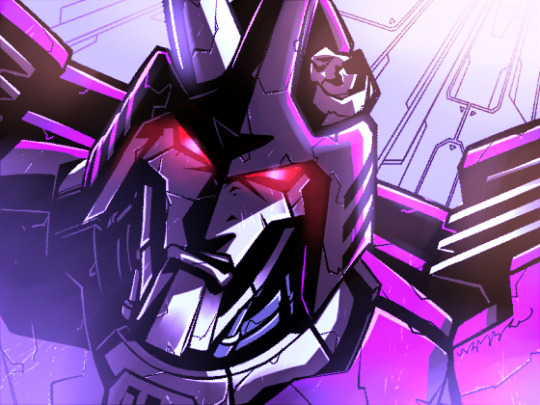 1boy, 80s, broken_horn, cyclonus, decepticon, glowing, glowing_eyes, horns