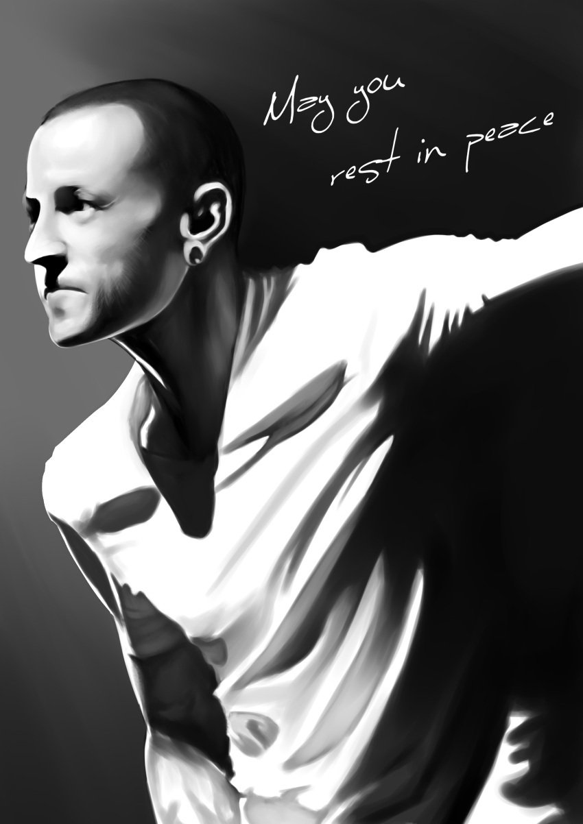 1boy, absurdres, chester_charles_bennington, ear_piercing, english, highres, linkin_park, male_focus