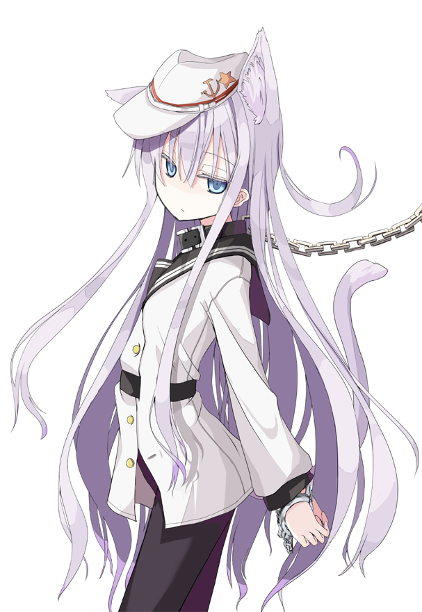 1girl, animal_ears, blue_eyes, cat_ears, cat_girl, cat_tail, collar, cuffs