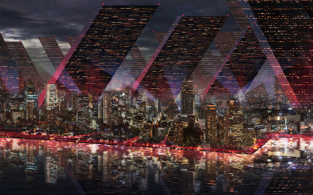 building, city, city_lights, cityscape, night, no_humans, original, reflection
