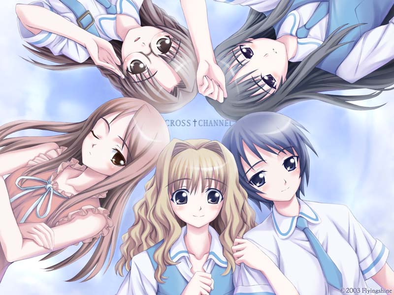 circle_formation, cross_channel, glasses, hasekura_youko, kirihara_touko, long_hair, matsuryuu, miyasumi_misato