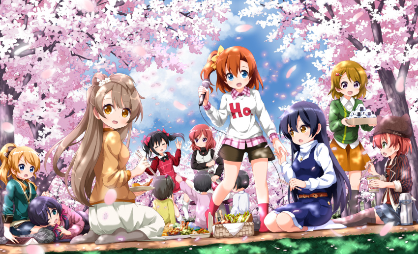 >:o, 1boy, 6+girls, :d, :o, ;d, =_=, \m/