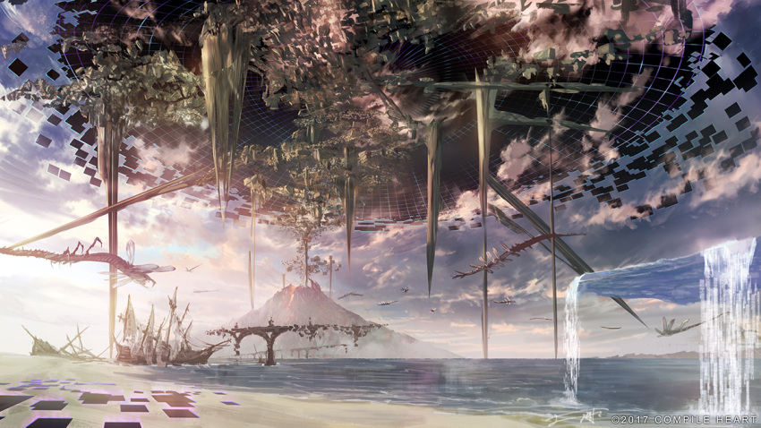 2017, apocalypse, beach, commentary, crumbling, digital_dissolve, fantasy, horizon