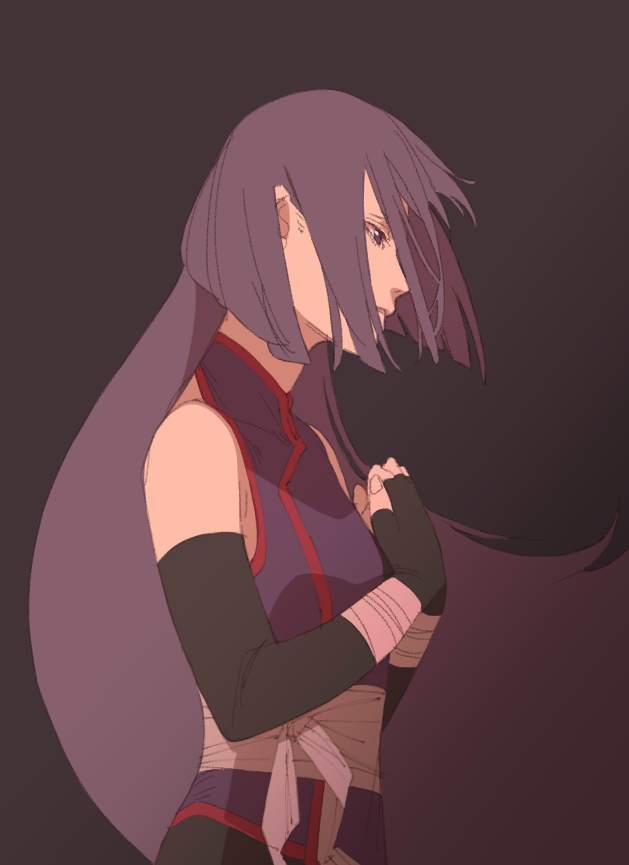 1girl, bandage, bare_shoulders, boruto:_naruto_next_generations, elbow_gloves, fingerless_gloves, from_side, gloves