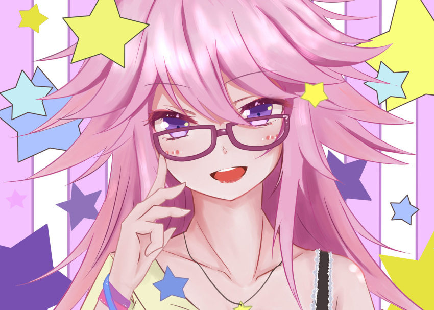 1girl, adjusting_glasses, animal_ears, benghuai_xueyuan, black_bra, bra, bra_strap, collarbone