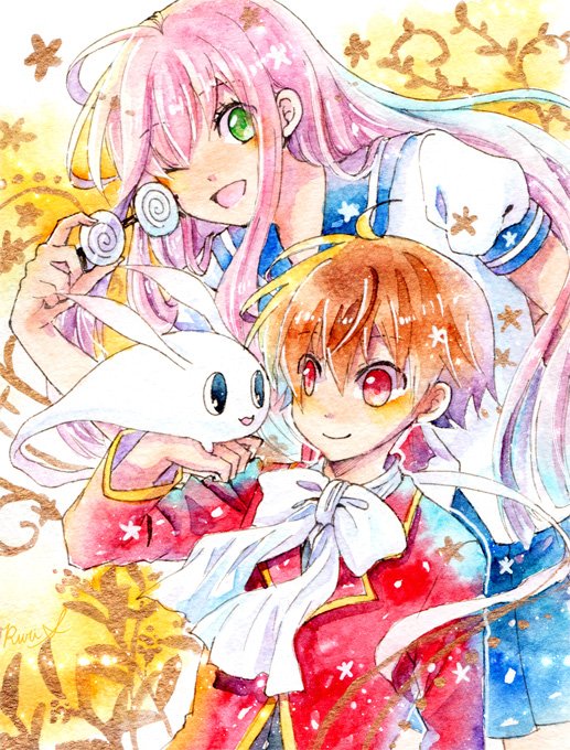 1boy, 1girl, bow, brown_hair, daidouji_mayura, ecchan, green_eyes, loki_(matantei_loki_ragnarok)