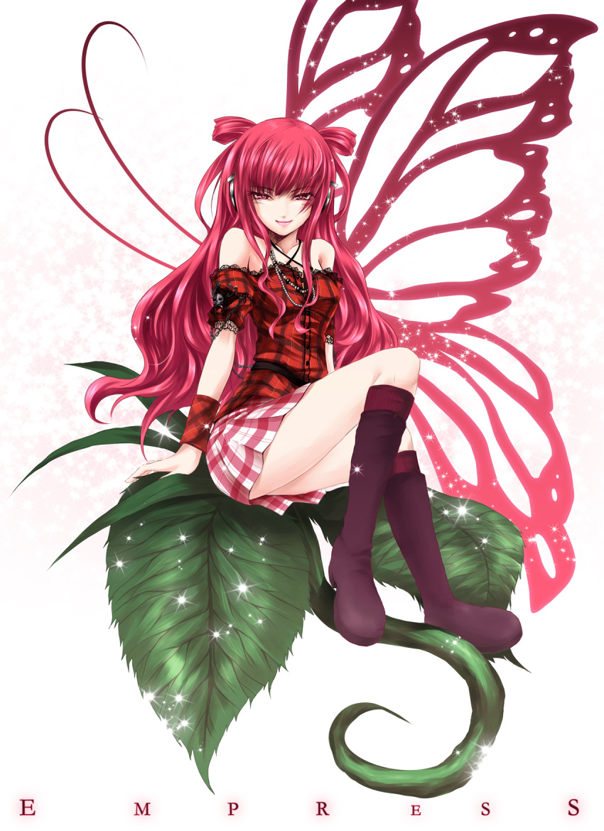 1girl, bad_id, bare_shoulders, beatmania, beatmania_iidx, butterfly_wings, fairy, futami_kito
