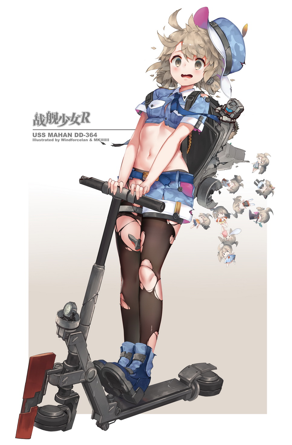 1girl, bangs, black_legwear, blue_boots, blue_shirt, blue_shorts, blush, boots