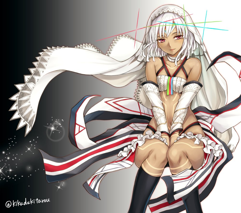 1girl, altera_(fate), bare_shoulders, dark_skin, detached_sleeves, fate/extella, fate/extra, fate_(series)