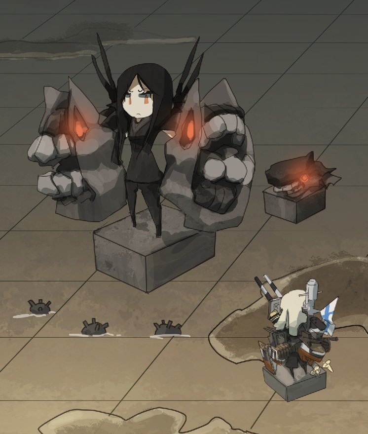 >:c, 10s, 2girls, black_hair, cannon, explosive, finnish_flag, flag