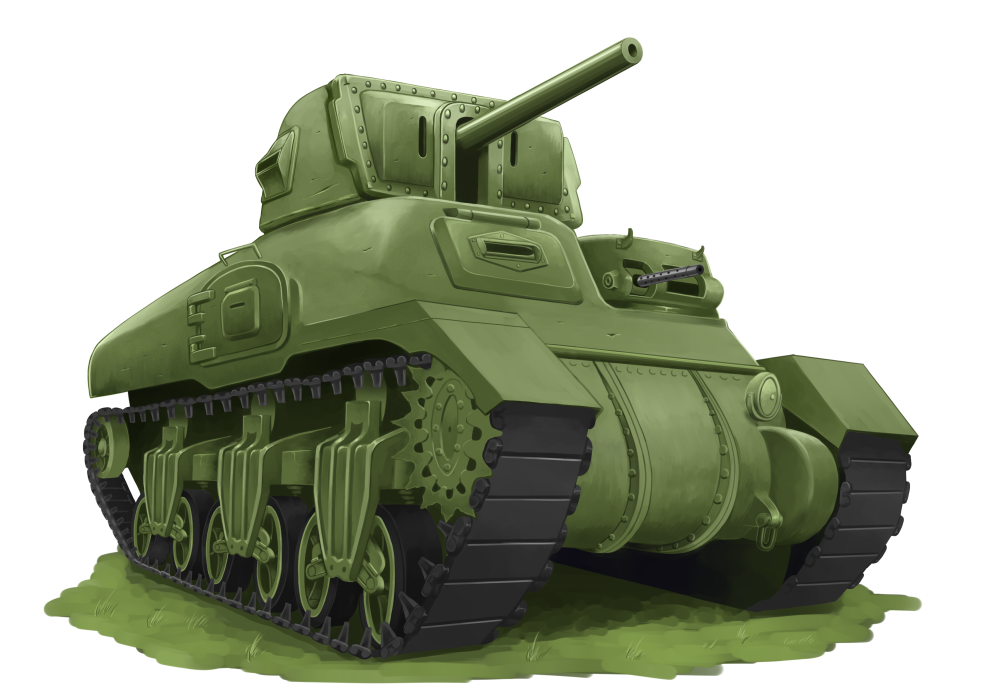 dead_people, grass, ground_vehicle, military, military_vehicle, motor_vehicle, no_humans, original, ram_(tank), tank, white_background