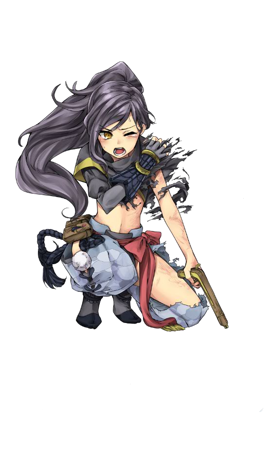 1girl, antique_firearm, ayasugi_tsubaki, d;, firearm, full_body, gun, holding