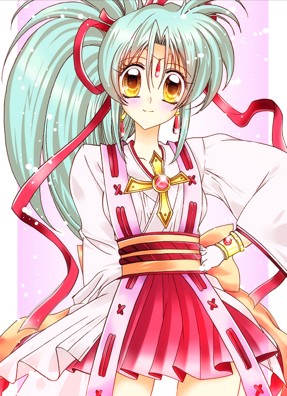 1girl, angelina_(langrisser), aqua_hair, bow, cosplay, cowboy_shot, cross, earrings