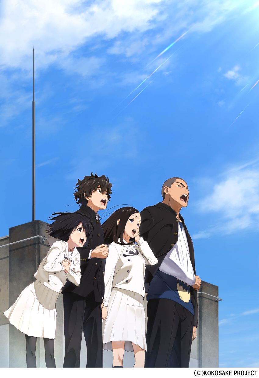 10s, 2boys, 2girls, absurdres, black_eyes, black_hair, black_jacket, black_legwear
