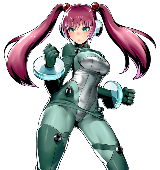 blue_eyes, metal_slug, metal_slug_attack, nova_(metal_slug), official_art, pink_hair, tight, twintails