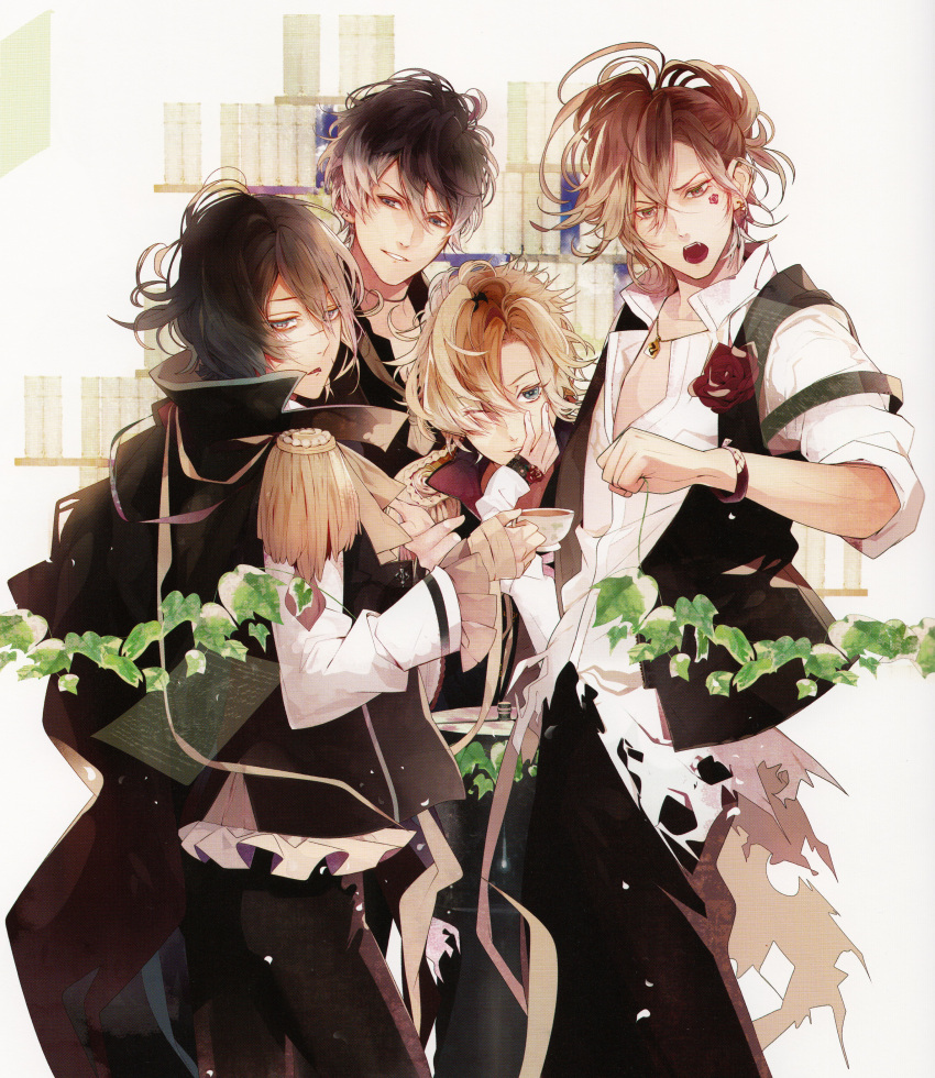 black_hair, blue_eyes, diabolik_lovers, mukami_azusa, mukami_kou, mukami_ruki, mukami_yuma, satoi