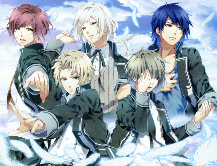 akito_shukuri, brown_eyes, heishi_otomaru, kakeru_yuiga, nijou_sakuya, norn9, senri_ichinose, teita, white_hair