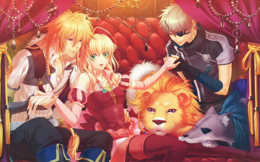 alfred_(moujuutsukai_to_ouji-sama), blonde_hair, green_eyes, mattheus_(moujuutsukai_to_ouji-sama), miko_(artist), moujuutsukai_to_ouji-sama, tiana_(moujuutsukai_to_ouji-sama)