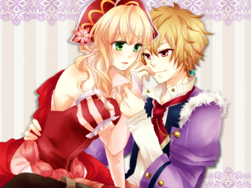 aheim, blonde_hair, erik_(moujuutsukai_to_ouji-sama), green_eyes, moujuutsukai_to_ouji-sama, tiana_(moujuutsukai_to_ouji-sama)