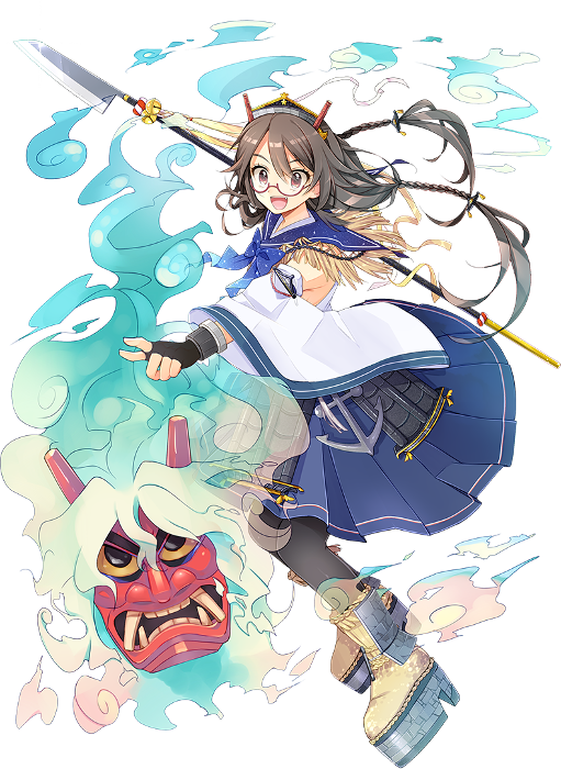 1girl, :d, aidumi, anchor, black_gloves, blue_skirt, braid, brown_hair