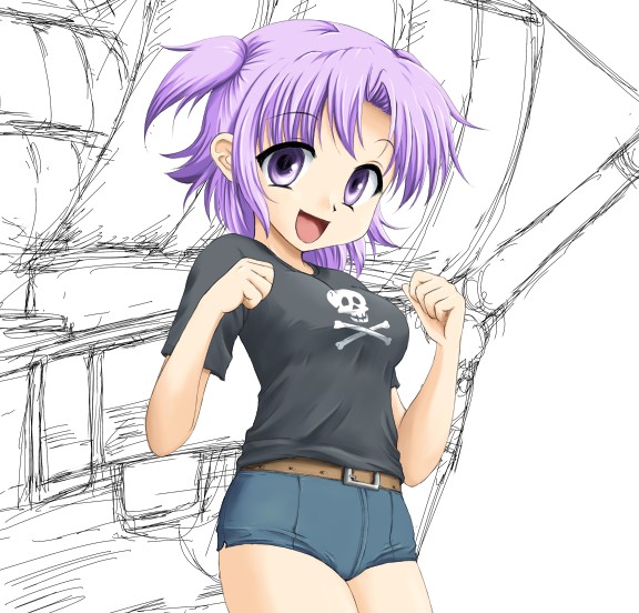 :d, mis_res, open_mouth, original, pirate, purple_eyes, purple_hair, ship