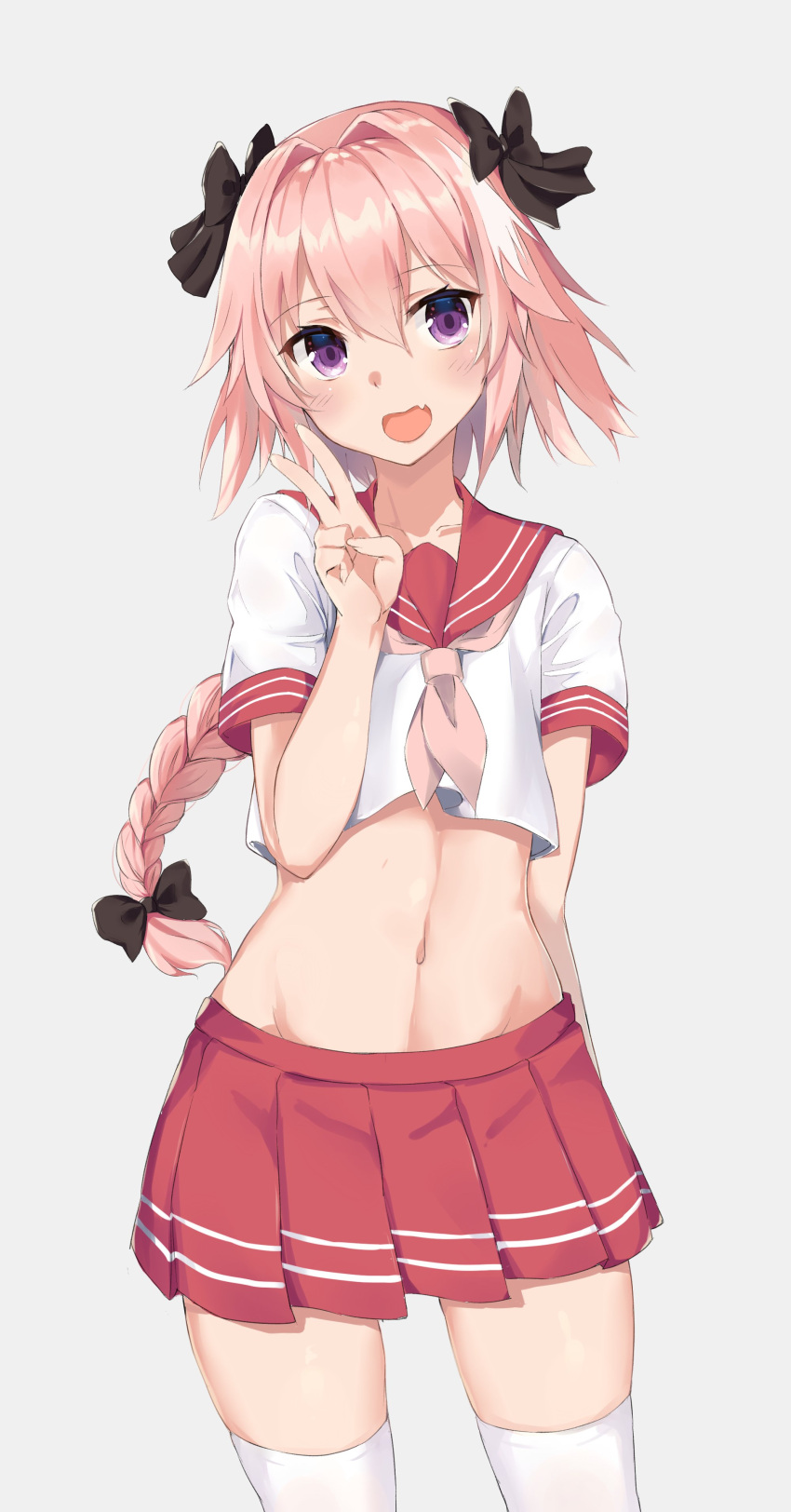 1boy, absurdres, black_bow, bow, braid, fang, fate/grand_order, fate_(series)