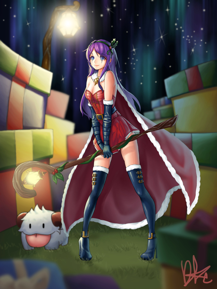 1girl, absurdres, aurora, black_boots, black_gloves, blue_eyes, blush, boots