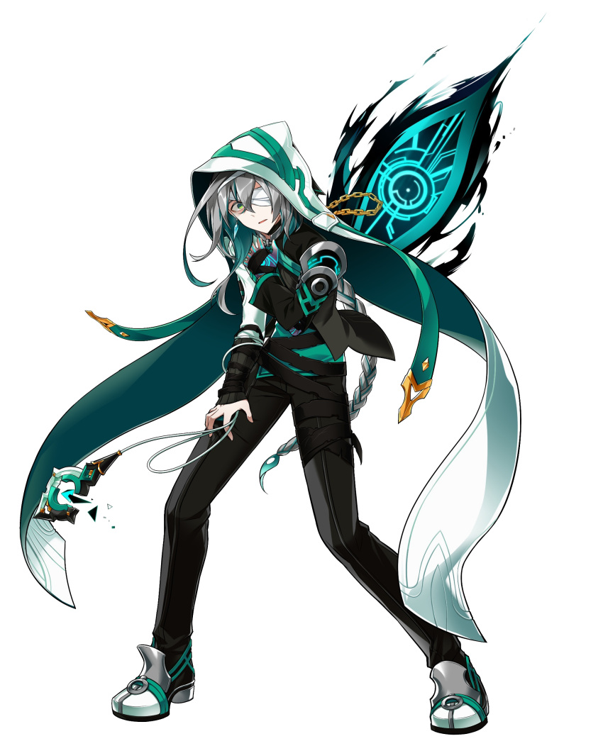 1boy, absurdres, ainchase_ishmael, bandage, braid, chains, elsword, eyes