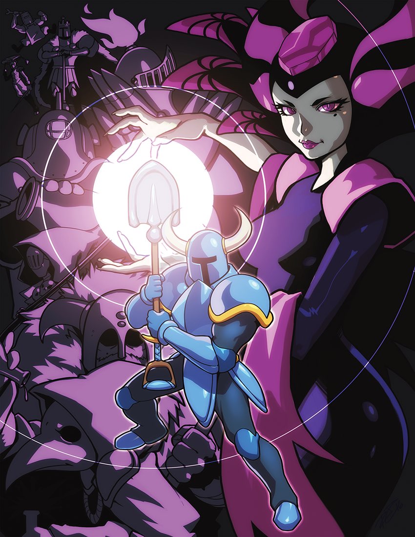 armor, black_knight_(shovel_knight), commentary, energy_ball, full_armor, headdress, helmet, holding