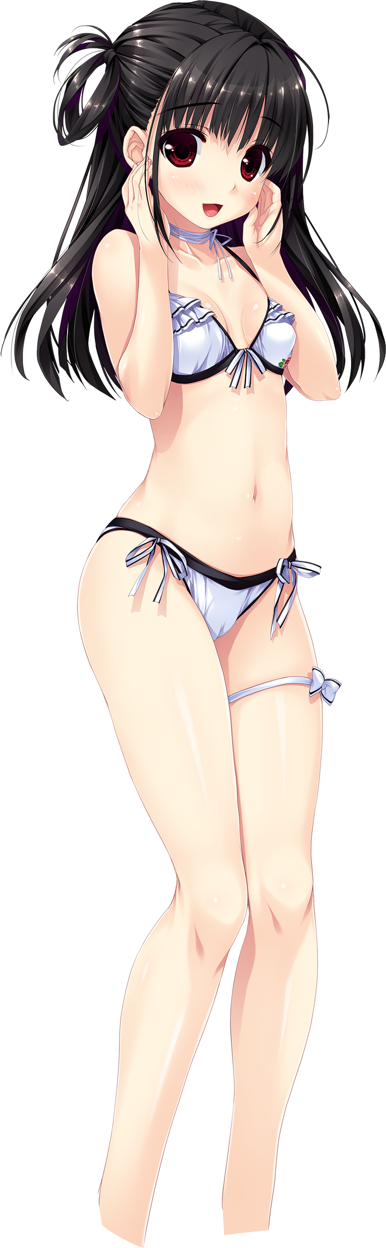 1girl, absurdres, bikini, black_hair, frilled_bikini, frills, haruru_minamo_ni!, highres