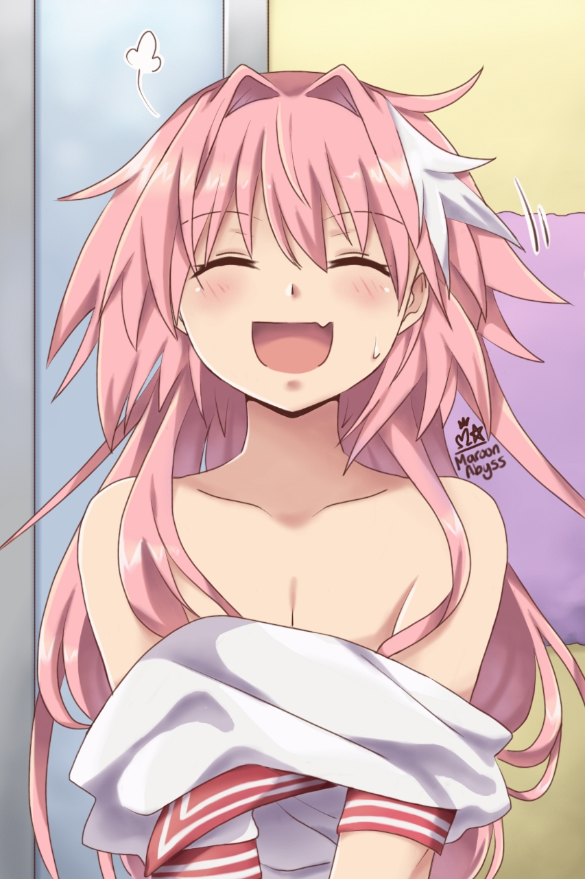 1boy, closed_eyes, fang, fate/apocrypha, fate/grand_order, fate_(series), highres, long_hair