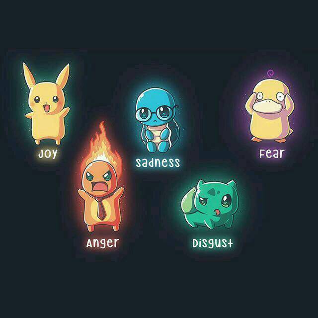 anger_(inside_out), angry, bulbasaur, bulbasaur_(cosplay), charmander, charmander_(cosplay), cosplay, disgust, disgust_(inside_out), fear_(inside_out), happy, inside_out, joy_(inside_out), pikachu, pikachu_(cosplay), pokemon, pokemon_(creature), psyduck, psyduck_(cosplay), sad, sadness_(inside_out), scared, smile, squirtle, squirtle_(cosplay)