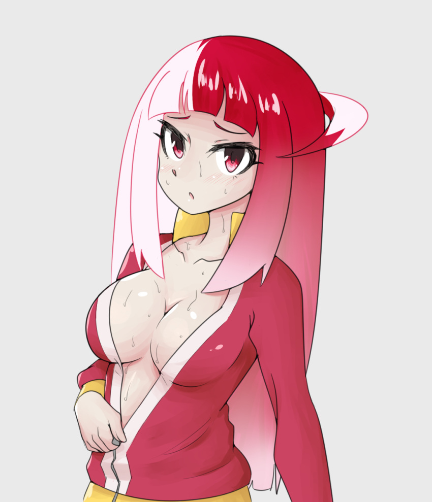1girl, akiba's_trip, akiba's_trip_the_animation, breasts, cleavage, drawfag, highres, jacket