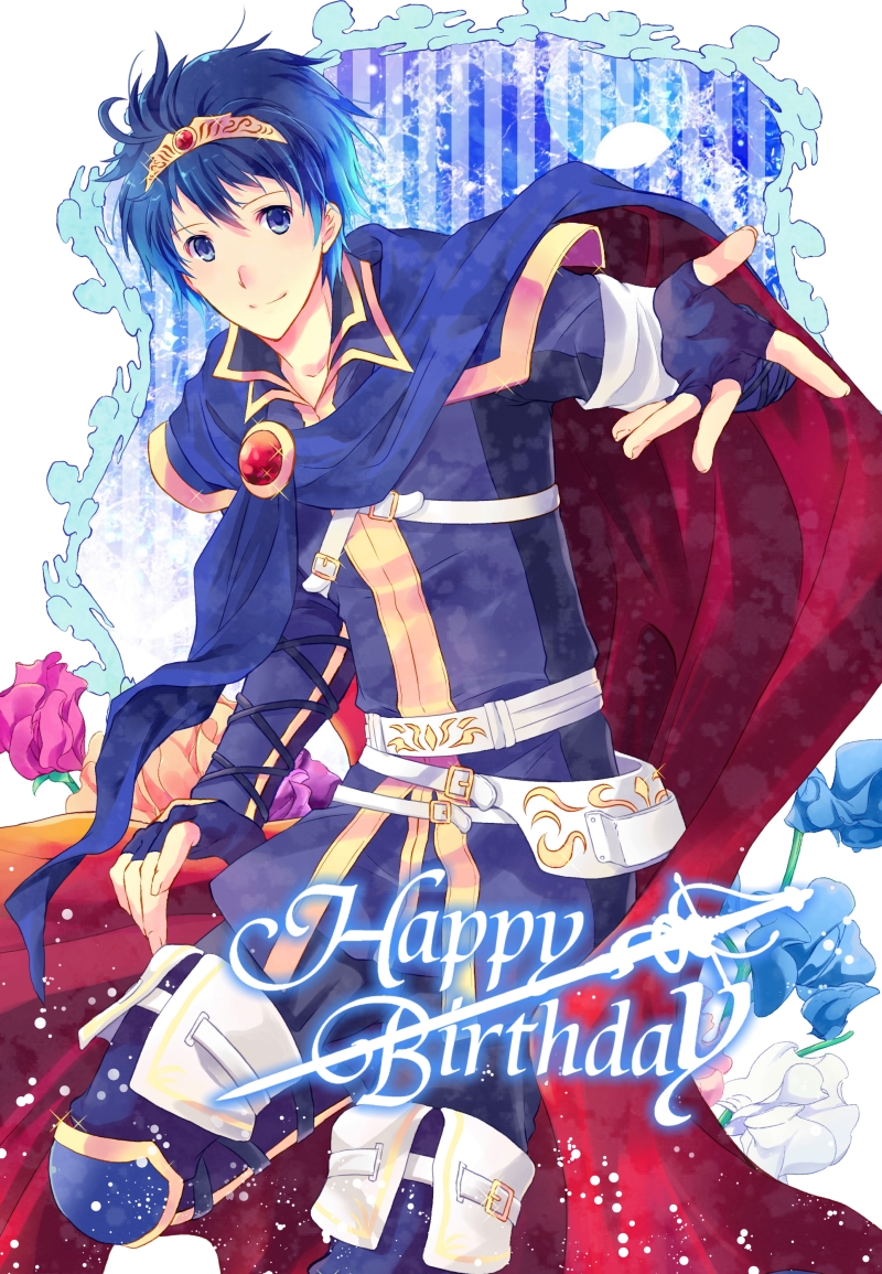 1boy, armor, blue_eyes, blue_hair, cape, fire_emblem, fire_emblem:_mystery_of_the_emblem, gloves