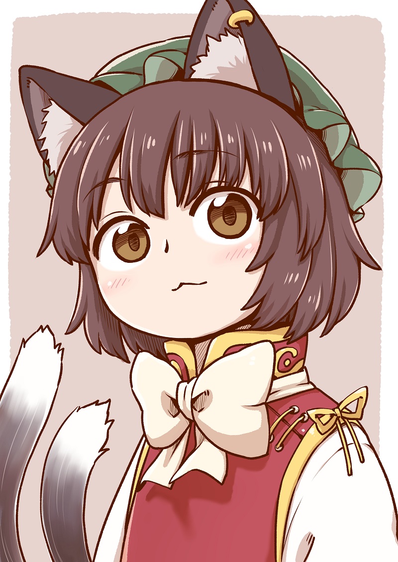 1girl, :3, animal_ears, bangs, blush, brown_eyes, brown_hair, cat_ears
