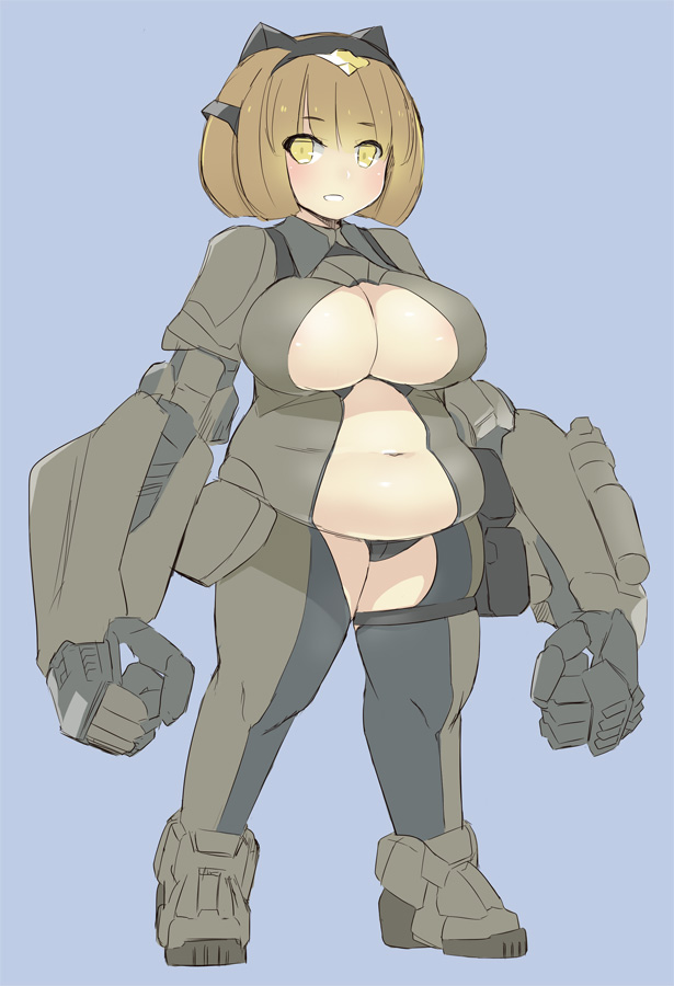 1girl, akihara_nakuru, belly, bracer_phoenix, breasts, brown_hair, cleavage, cleavage_cutout