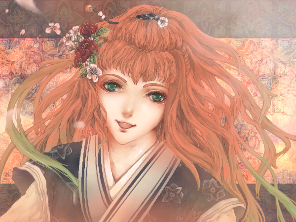 chinese_clothes, dress, flower, hanfu, juuni_kokki, juuni_kokuki, long_hair, nakajima_youko