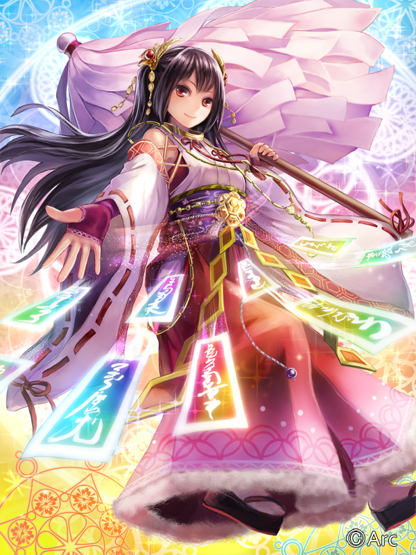 1girl, black_hair, closed_mouth, detached_sleeves, from_side, hair_ornament, hakama, japanese_clothes