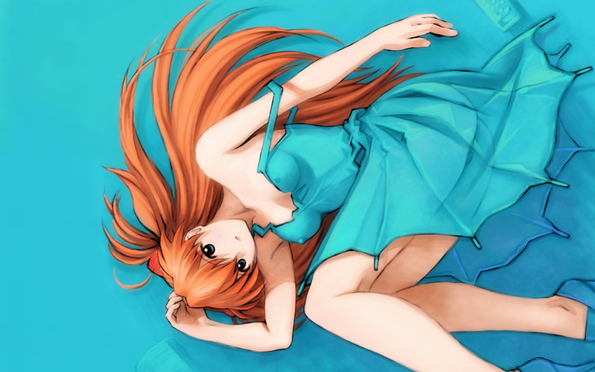 1920x1200, bare_shoulders, dress, erect_nipples, kobayashi_yuji, kobayashi_yuuji, lying, neon_genesis_evangelion